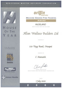 2000 House of the Year Machine Grade Framing